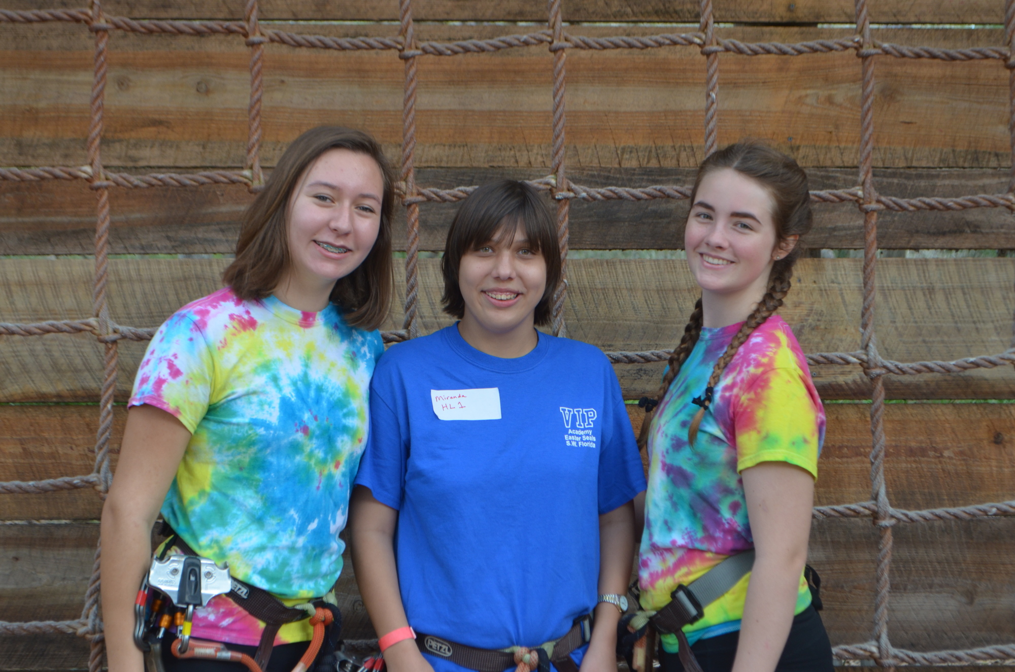 Maria Miller, an ODA sophomore, Miranda Newland, 18, and Alex Assha, an ODA sophomore, were buddies during an outing at the TreeUmph! Adventure Course.