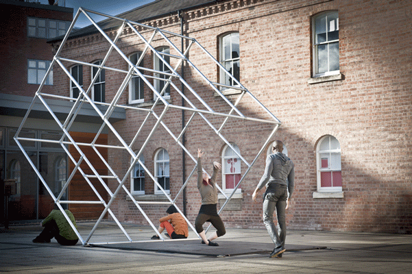 U.K.-based Motionhouse uses installation, as well as dance and aerial movement to convey the notion of human captivity. Courtesy photo.