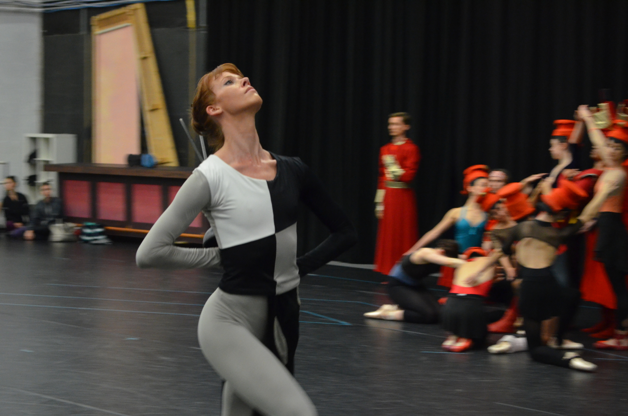 Danielle Brown rehearses as The Black Queen.