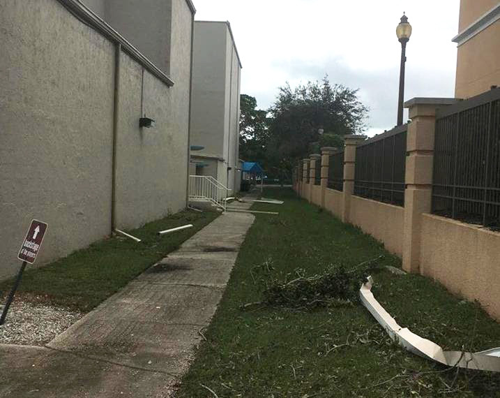 Outside, the only damage to The Players Centre for Performing Arts was the ruined gutter, which was torn from the building in a wind gust during Hurricane Irma. Courtesy photo