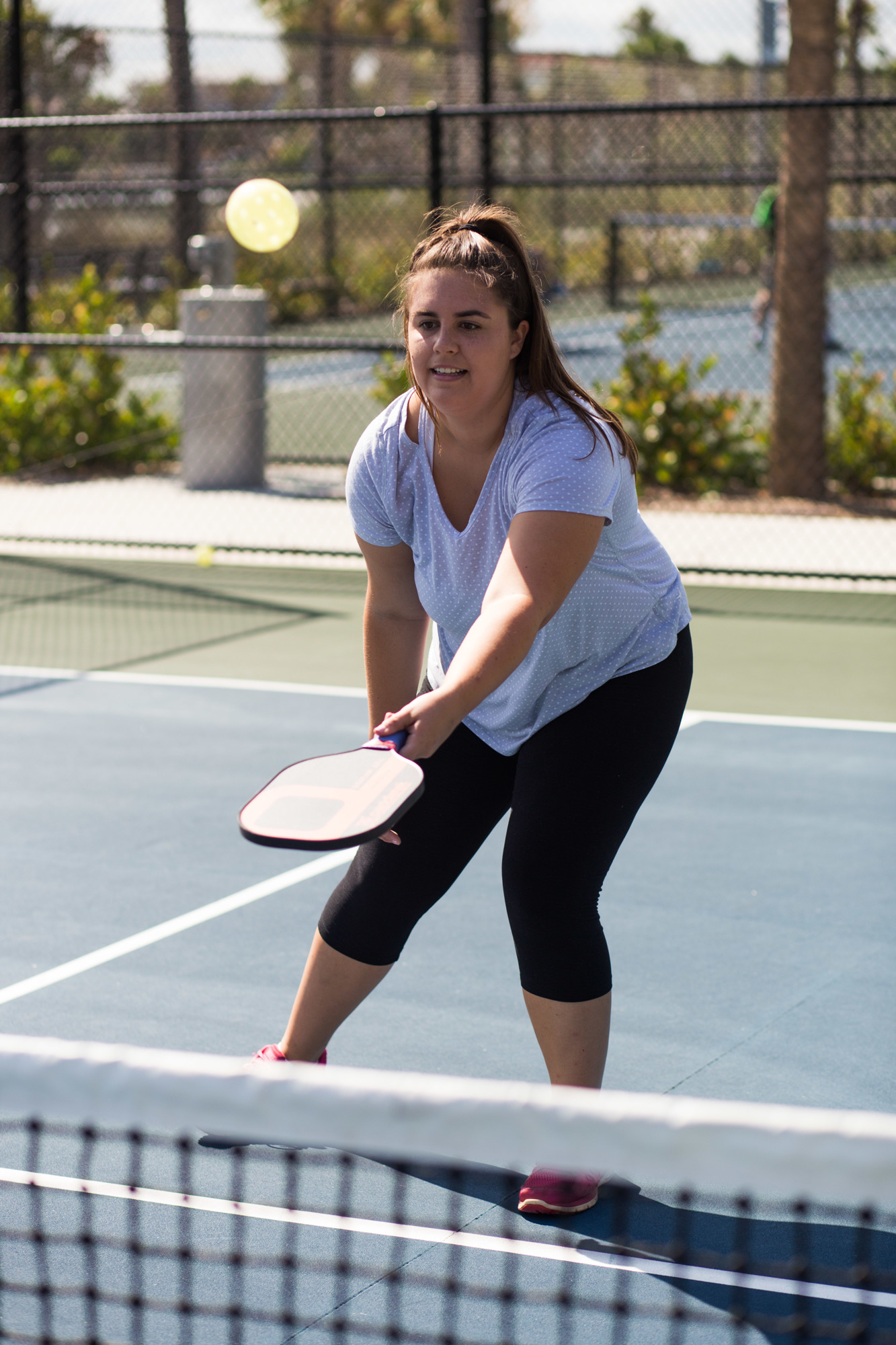 Pickleball can be played as a singles or doubles game and scores up to 11. Photos by Kayleigh Omang