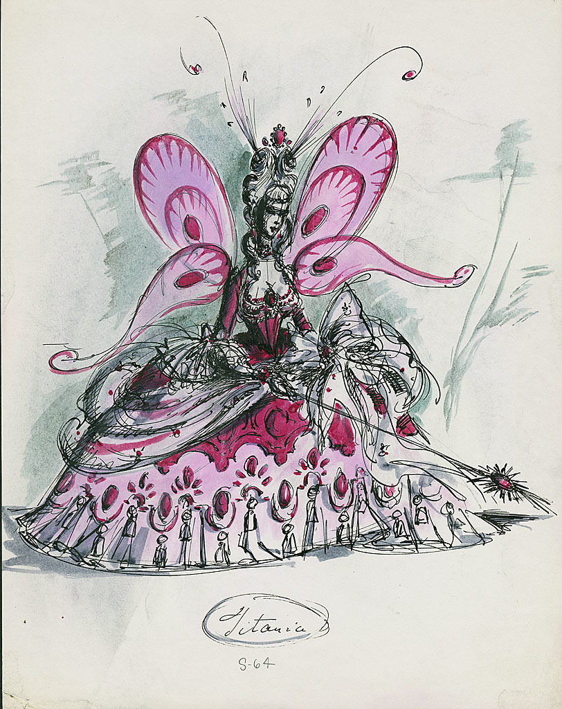his watercolor and ink on paper sketch was for a costume for Pinito del Oro in the Ringling Bros. and Barnum & Bailey Circus show “A Mid Summer Night’s Dream” in 1950. Courtesy image