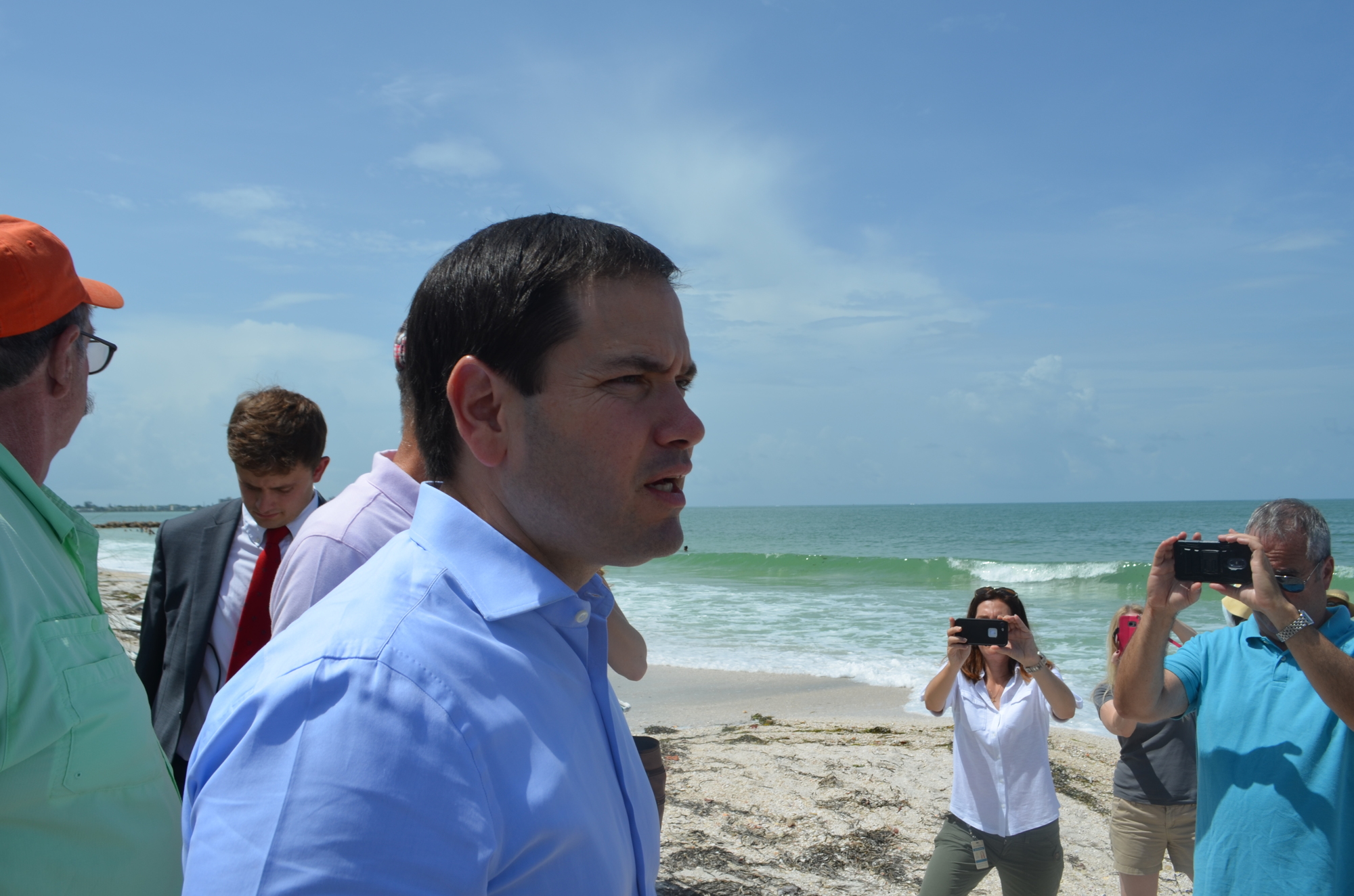 Sen. Marco Rubio expressed a desire to get sand on Lido Key as quickly as possible during his visit today.