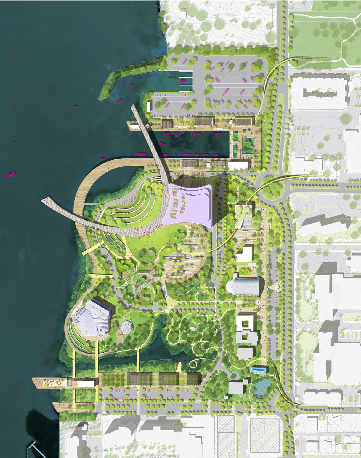 This drawing showcases The Bay's master plan concept for more than 50 acres of city-owned bayfront land.