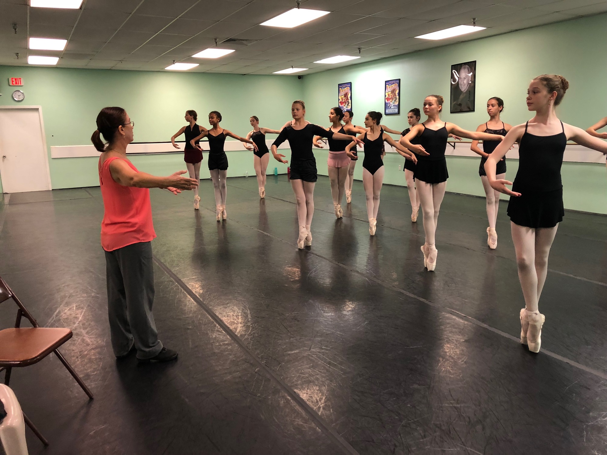 Sara Acevedo Rodriguez teaches an intermediate class at the SCBS summer intensive. Acevedo has trained hundreds of dancers who have gone on to win gold, silver, and bronze medals in competitions. Courtesy photo