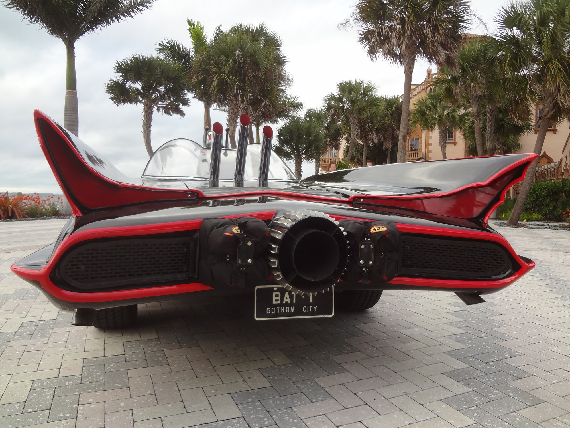 Six Batmobiles were made for the original series but the one in Lakewood Ranch is the only one that shoots flames and deploys parachutes.