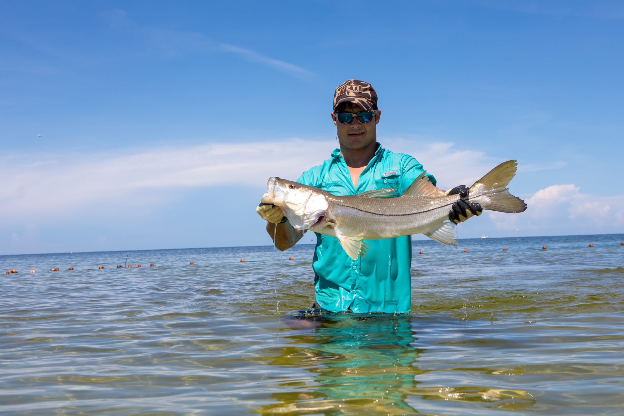 This initiative will stock 10,000 juvenile snook into specific, tidal-creek “nurseries.”Here, a volunteer holds a snook during a sampling survey in August in Boca Grande. Photo courtesy of Conor Goulding / Mote Marine Laboratory