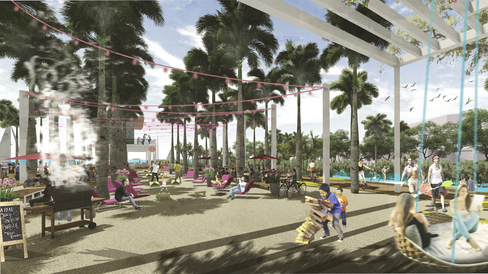 A recreation pier with reconfigurable open space will be the first phase of the bayfront redevelopment.