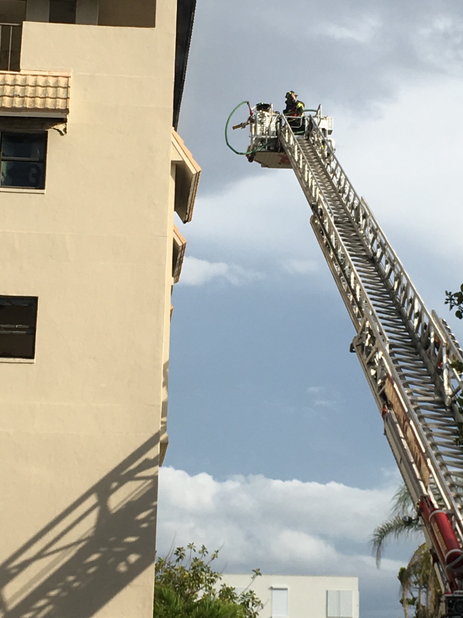 Upon arrival, responders saw smoke coming from the sixth floor.  Photo courtesy of Fire Chief Paul Dezzi.