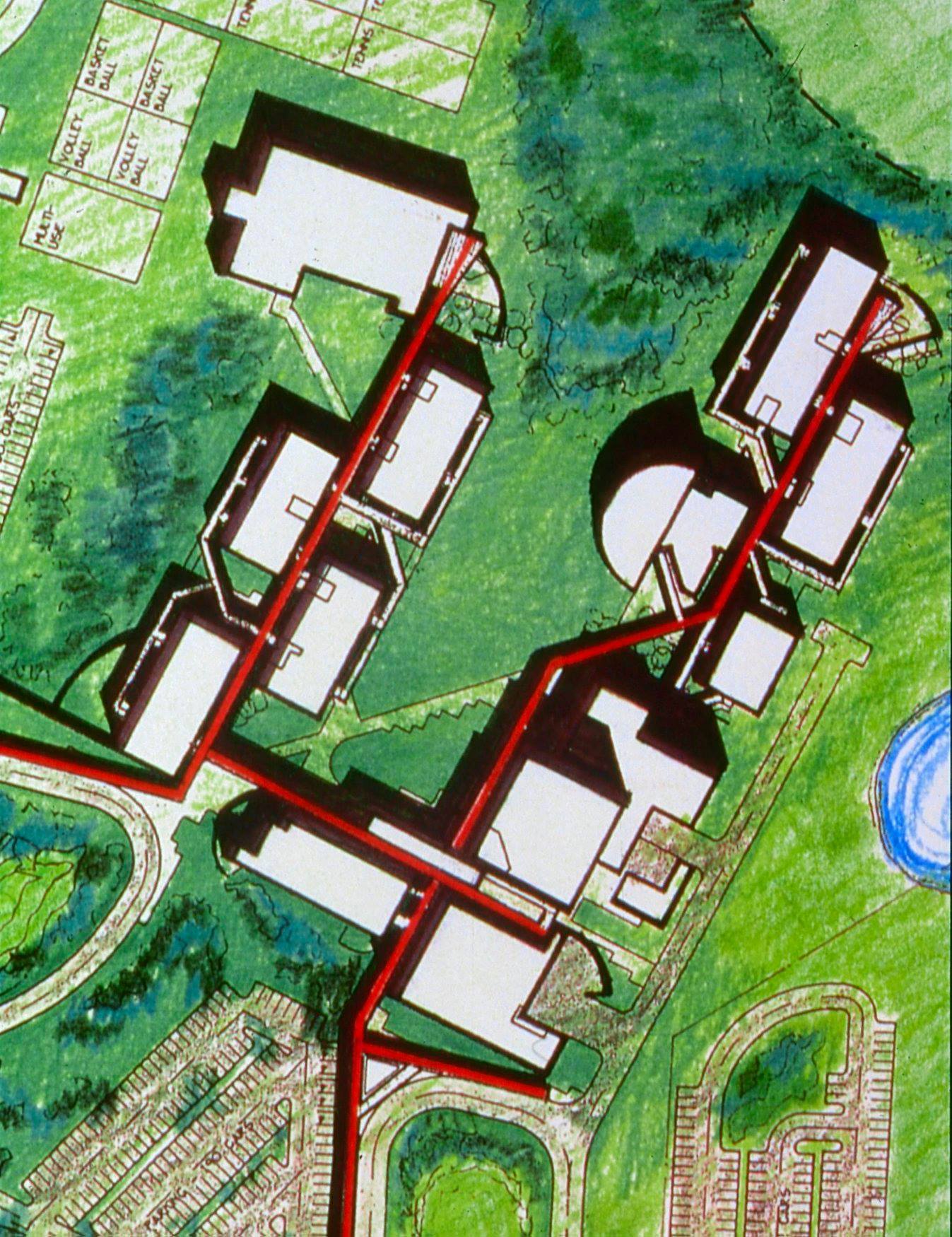 Pine View School was designed in a U shape. Courtesy image
