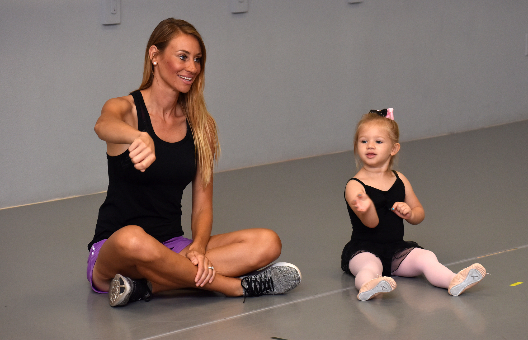 Sophia Faline and her mom are all smiles during Sarasota Dance Academy’s Mommy and Me class.