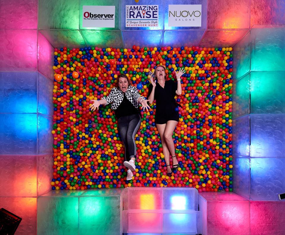 SPARCC Director of Development Mary Ellen Mancini and SPARCC President and CEO Jessica Hays in the ball pit.