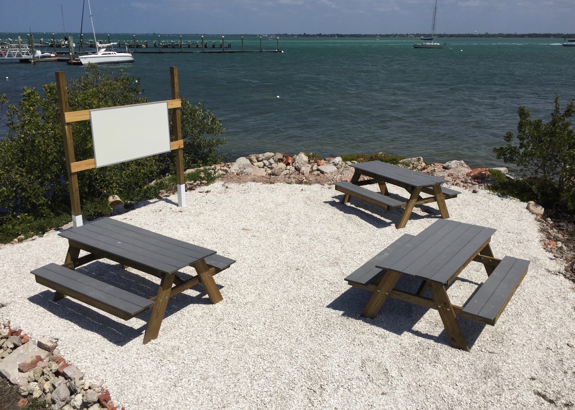 For a project, Mason turned this spot at the Sarasota Sailing Squadron into a classroom for the youth sailing program. Courtesy photo.