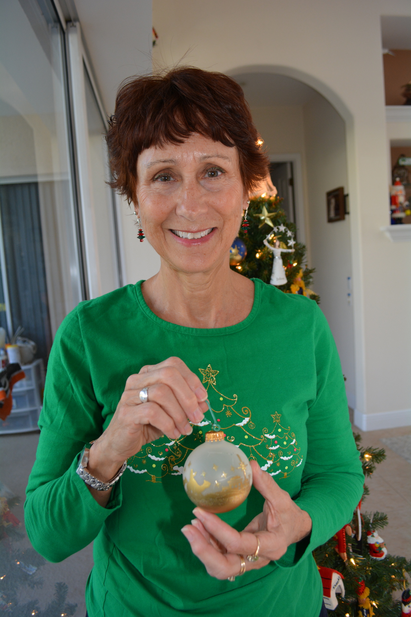 Country Club at Lakewood Ranch resident Mollie Saia has treasured this nativity ornament, given to her by a student, for 20 years.  Photo by Pam Eubanks.
