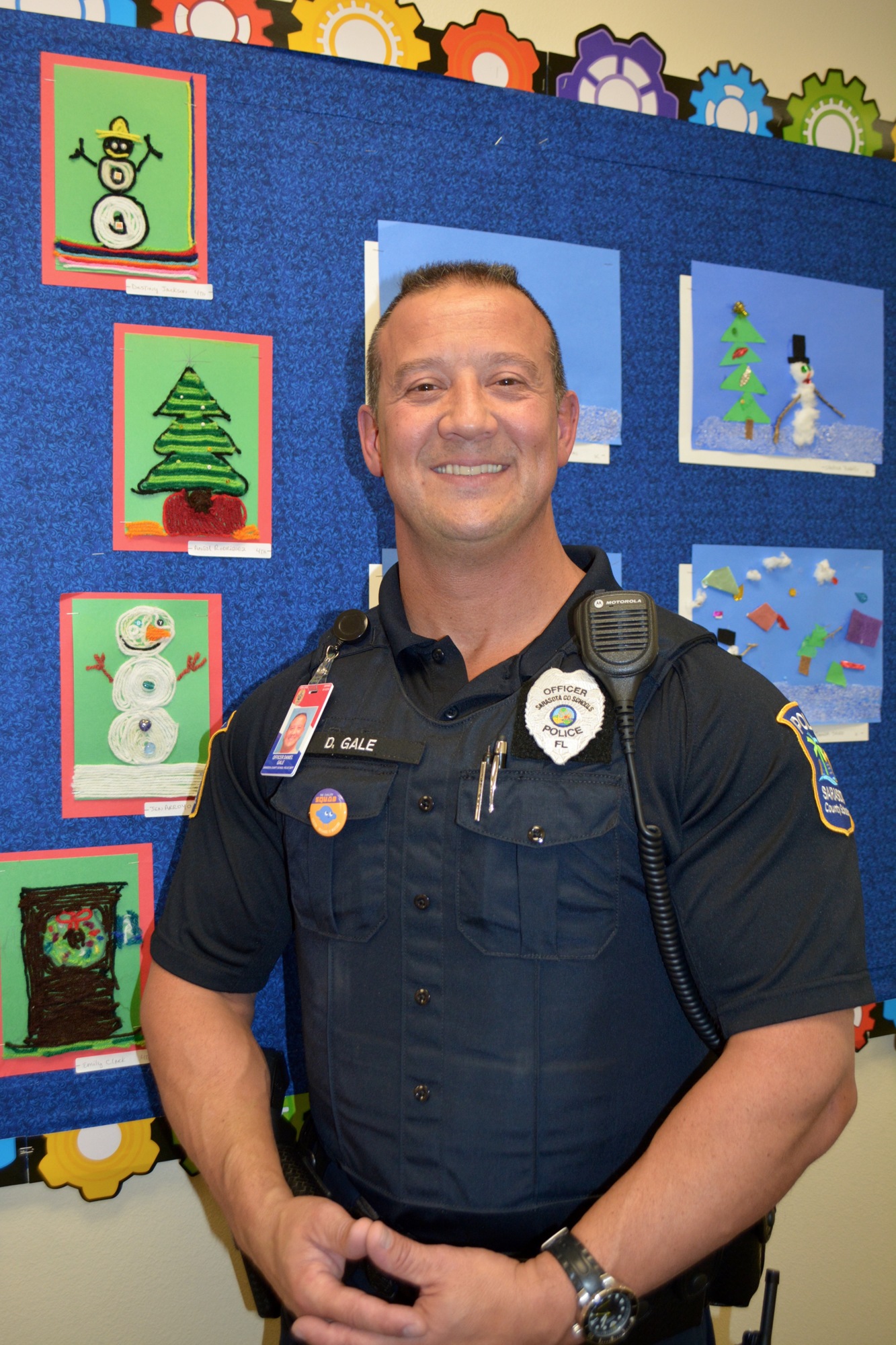 Officer Daniel Gale is the designated school resource officer for Wilkinson Elementary School.
