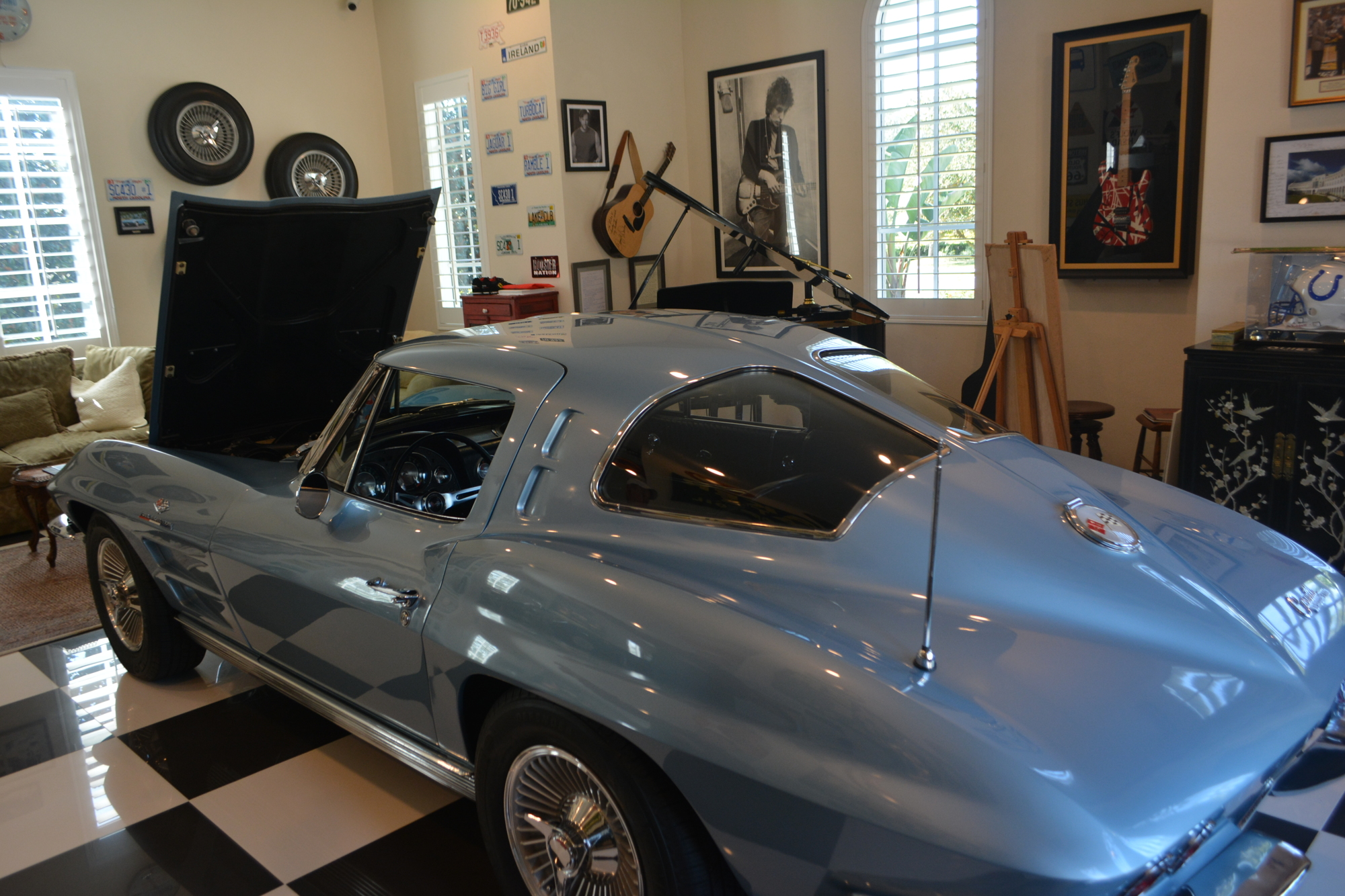 The home includes an auto museum which includes this 100% original 63 Z06 Corvette.