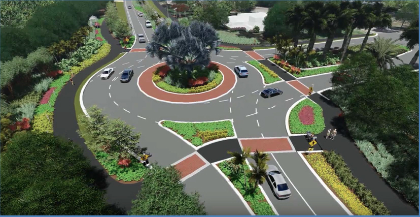 Roundabouts on the north end and south end (see in this proposal) are part of the town's long-range plans for Gulf of Mexico Drive.