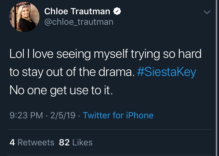 Chloe mostly stays out of the drama on this week's episode, even saying that Cara and Juliette fighting makes her uncomfortable, but like she says, this peaceful version of her probably won't last long.