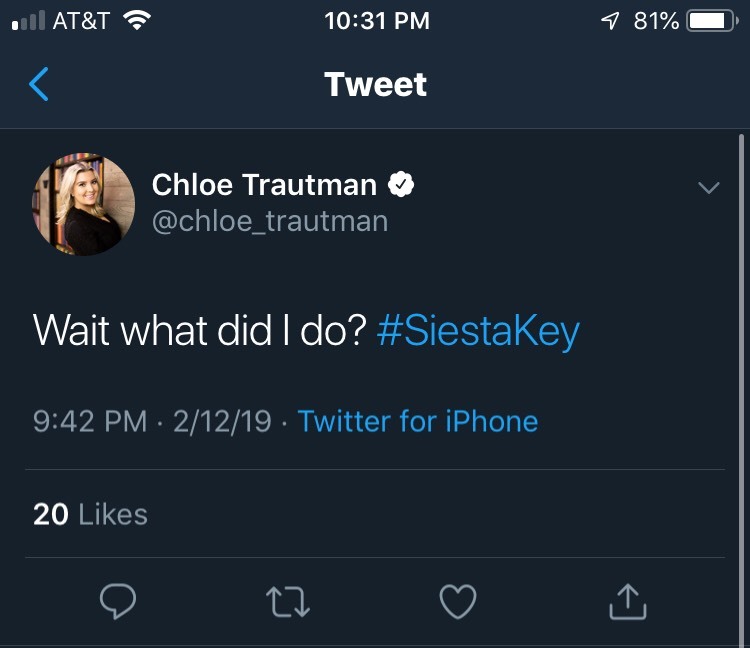 Resident pot-stirrer Chloe took to Twitter to ask what exactly she did wrong.