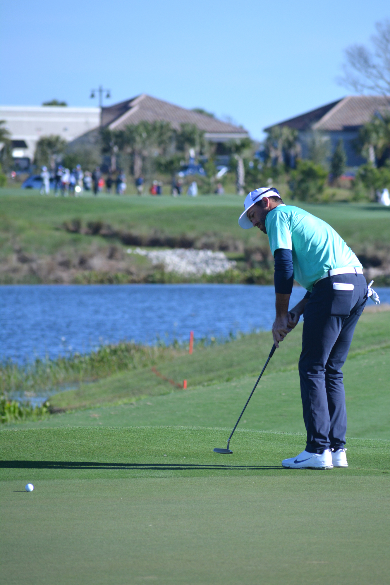 Seath Lauer putts on the first hole of the LECOM Suncoast Classic's first round.