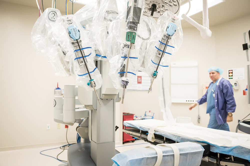 A robotic surgery program utilizing a robot like this one is a major addition to the medical center.