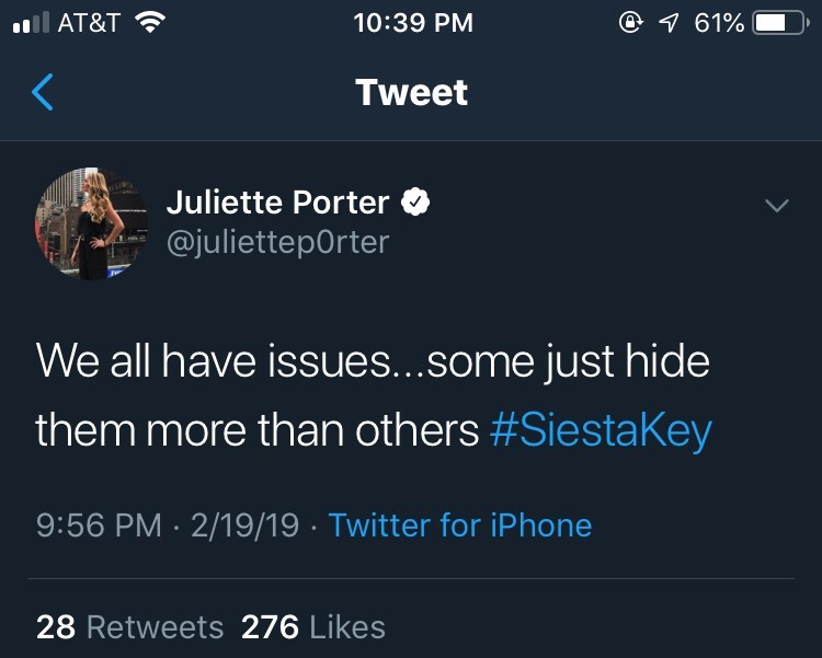 It's unclear what part of the episode Juliette is referring to, but it's a good reminder that viewers don't get the whole story.