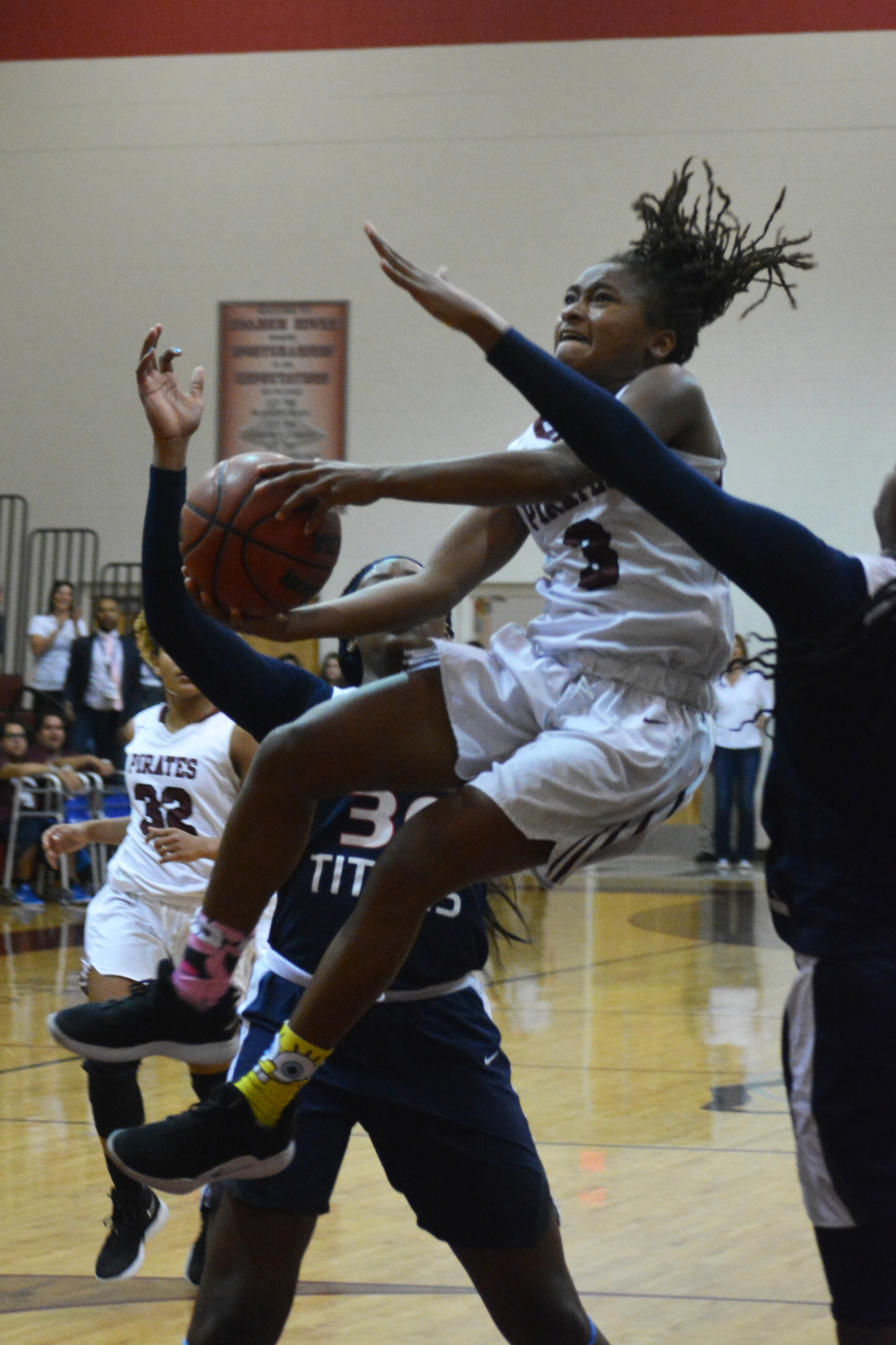 O'Mariah Gordon Pirates sophomore O'Mariah Gordon drives for a layup. She finished with 42 of the team's 66 points.
