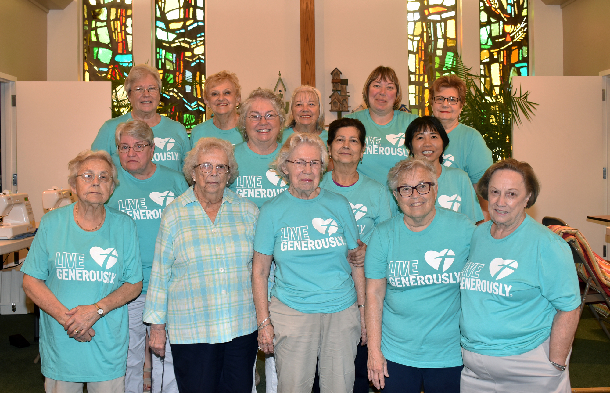 The quilting group meets every Monday to sew and design quilts for Lutheran World Relief.