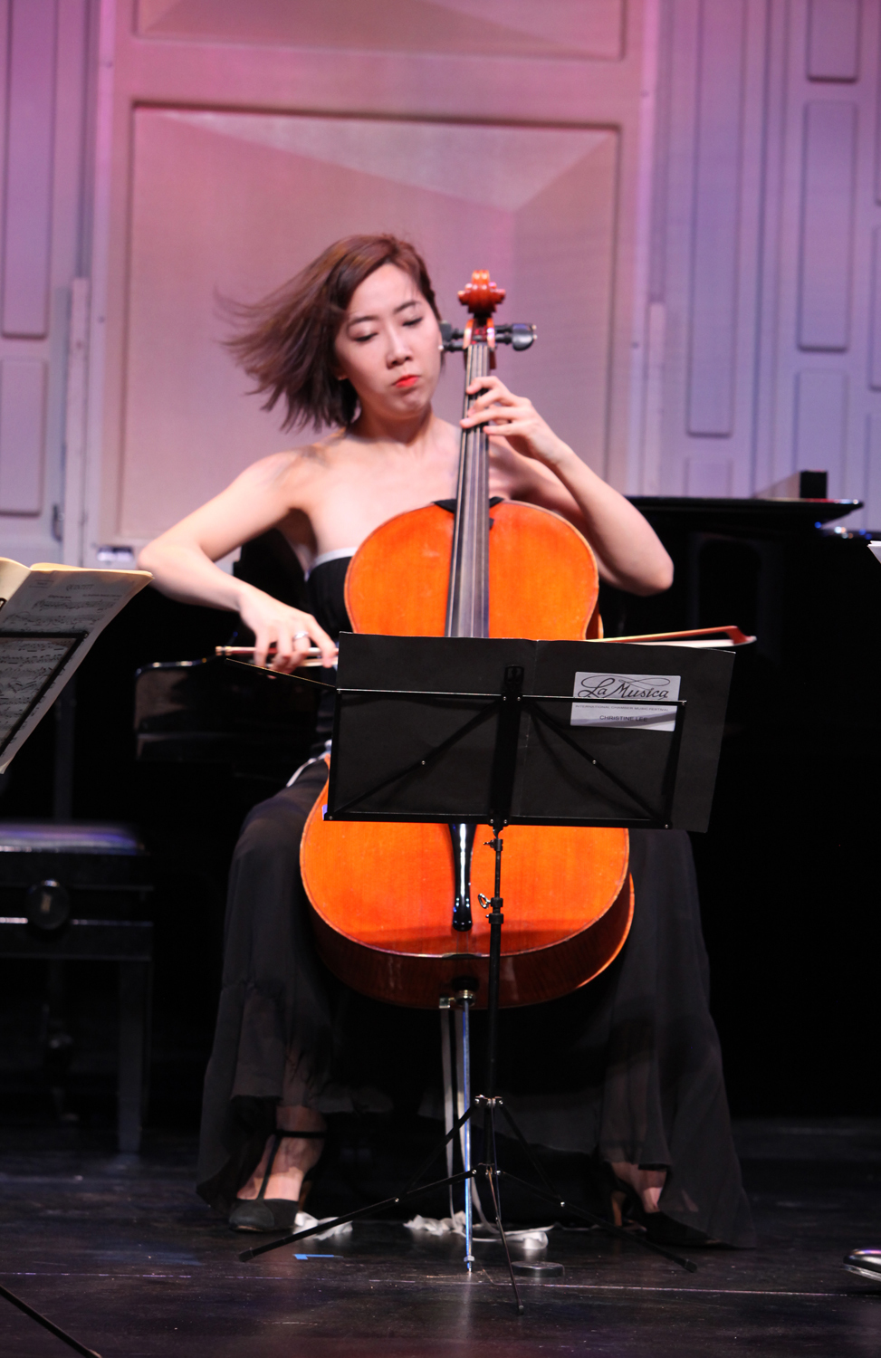 Cellist Christine J. Lee performs in all four 2019 La Musica concerts. Photo by Frank Atura