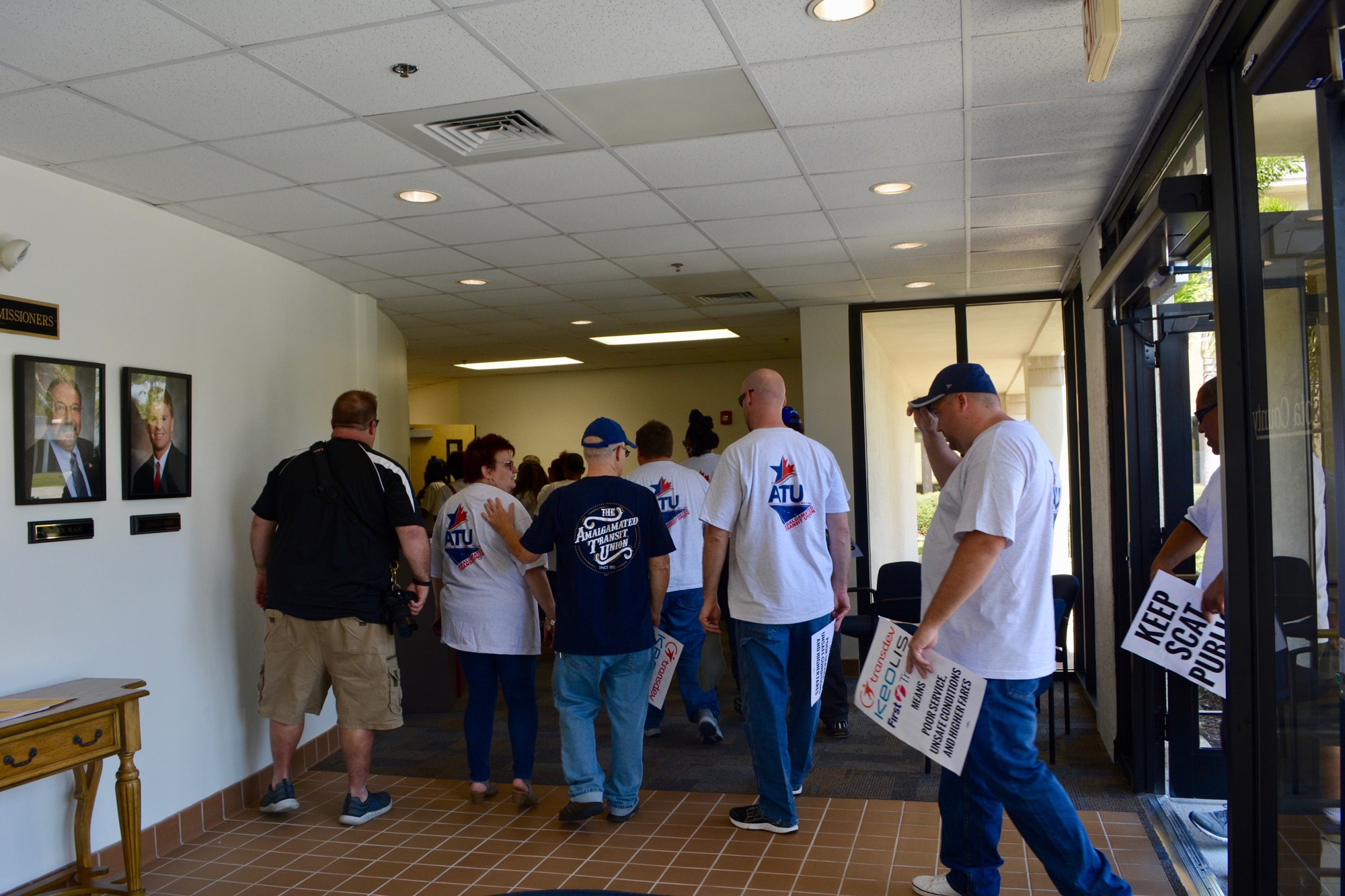 SCAT drivers and ATU members file into the Venice Commission Chamber in order to testify in front of the board.