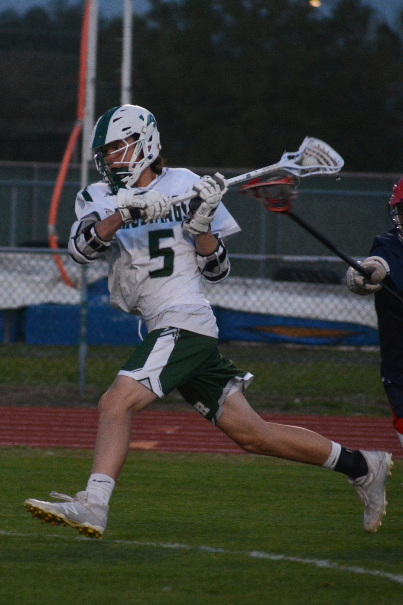 Lakewood Ranch freshman Elijah Stobaugh fires a shot at the Manatee High net. He finished with six goals.