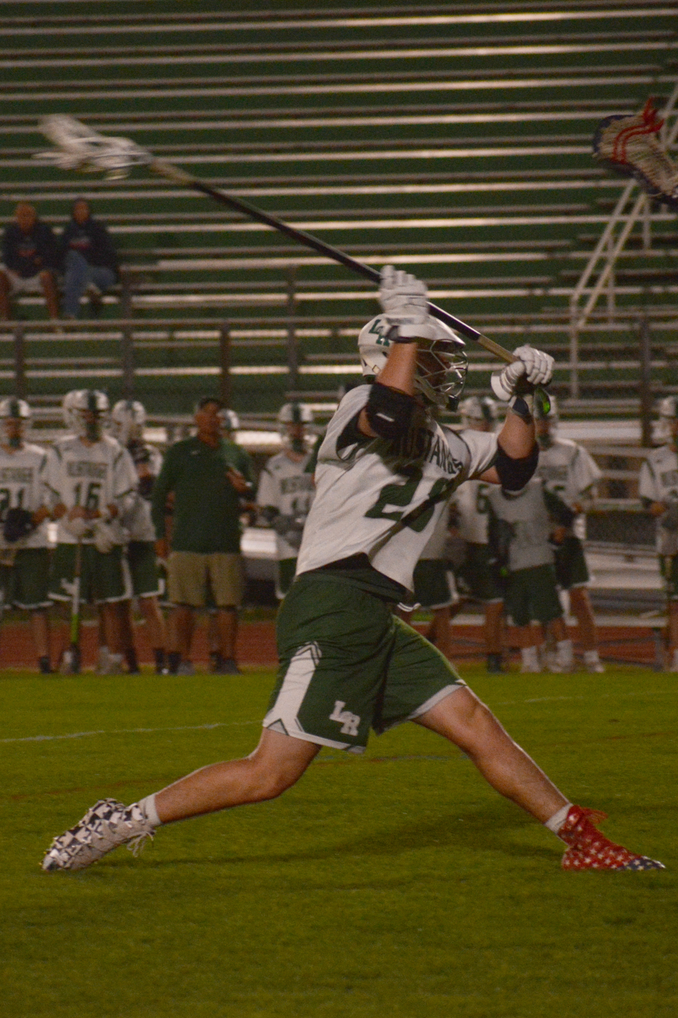 Mustangs sophomore defender Jacob Wolf rips a shot on the Manatee net.