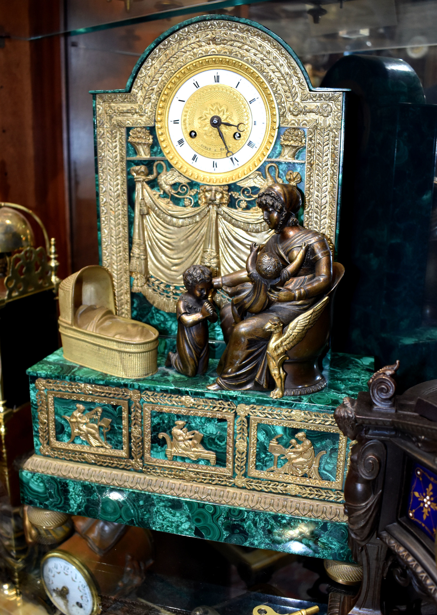 This malachite clock from 1790 is Larry Adami's favorite. 
