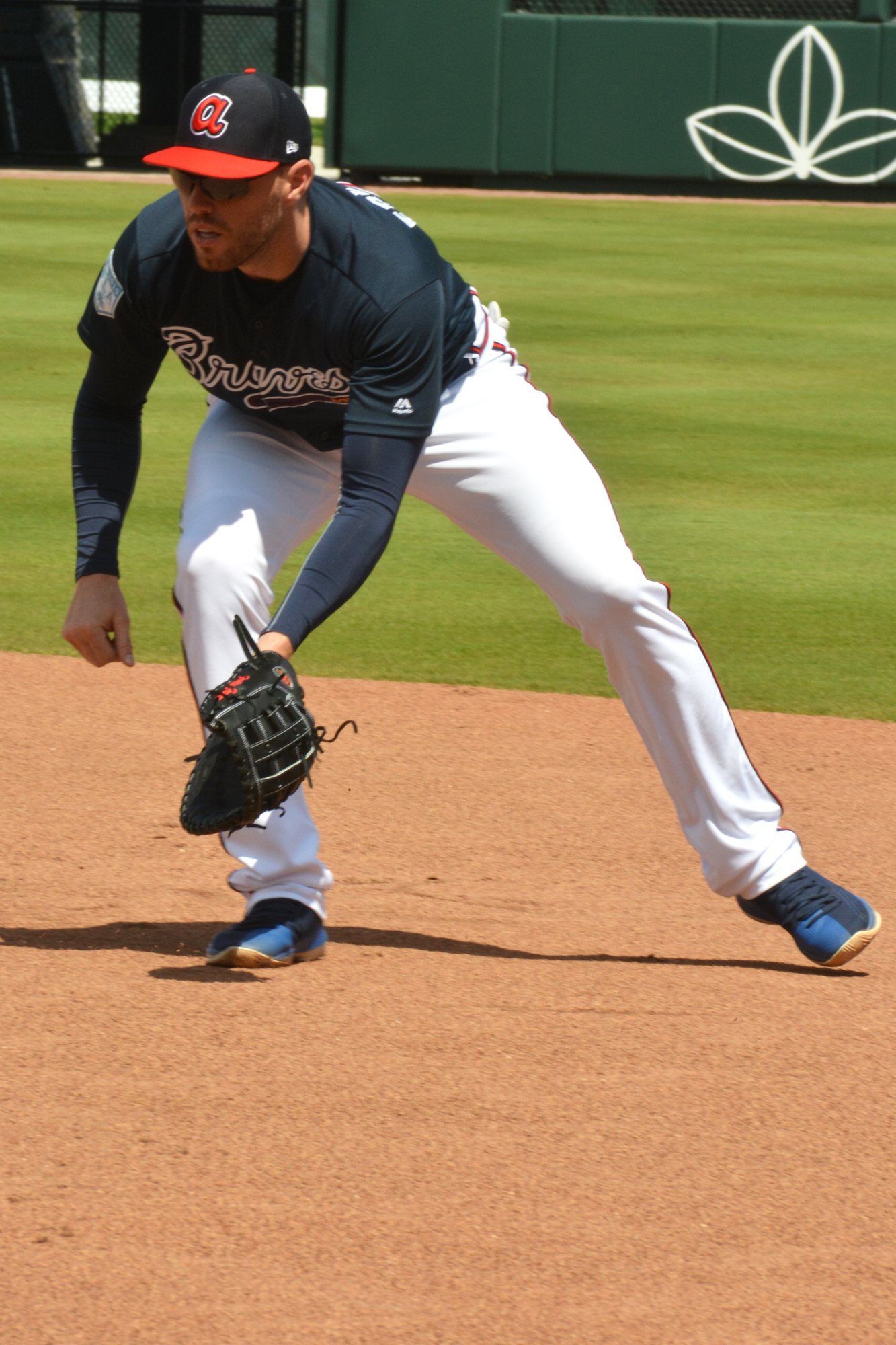 Braves first baseman Freddie Freeman fields a ground ball. Freeman said he was impressed by CoolToday Park.