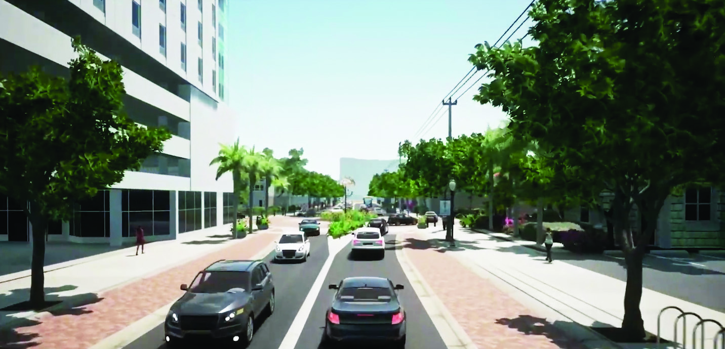The city of Sarasota has shared an image of what a two-lane Fruitville Road would look like, along with wider sidewalks.