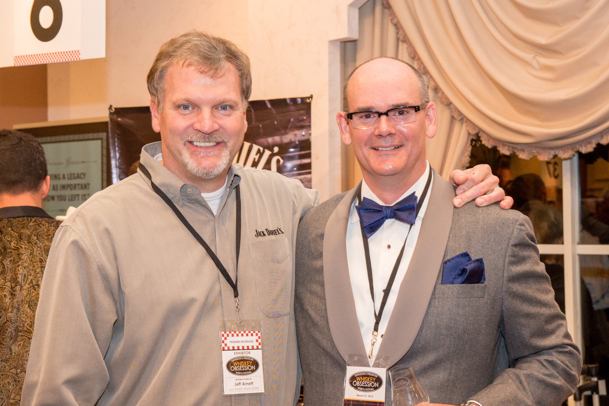 Jeff Arnett, Jack Daniel master distiller, and Whiskey Obsession Festival President Turner C. Moore