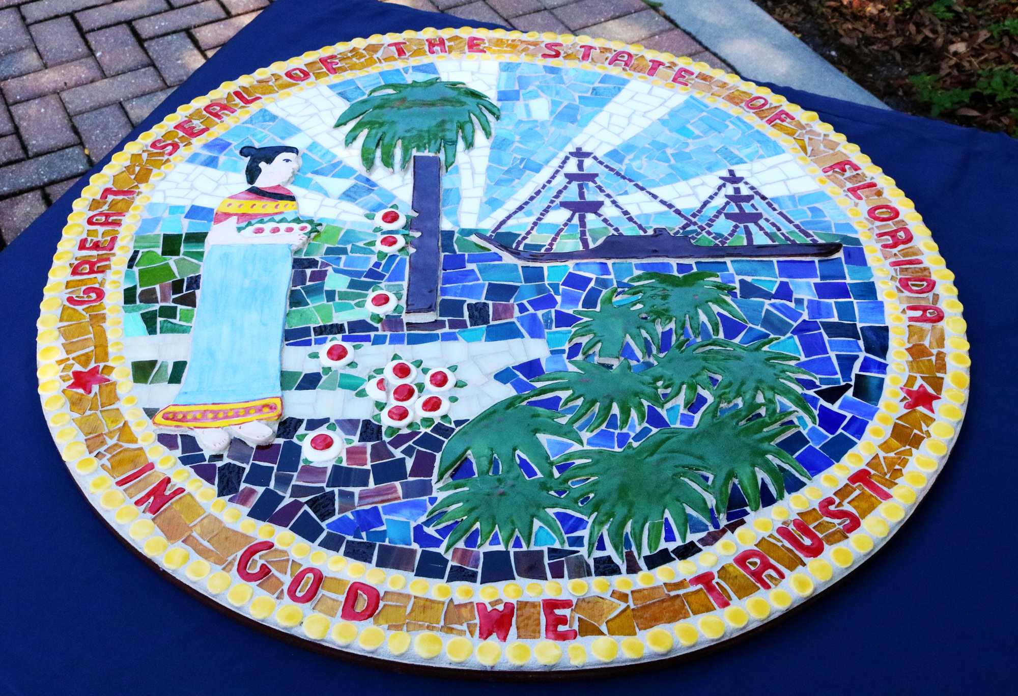 Students worked together to create the Florida state seal. 