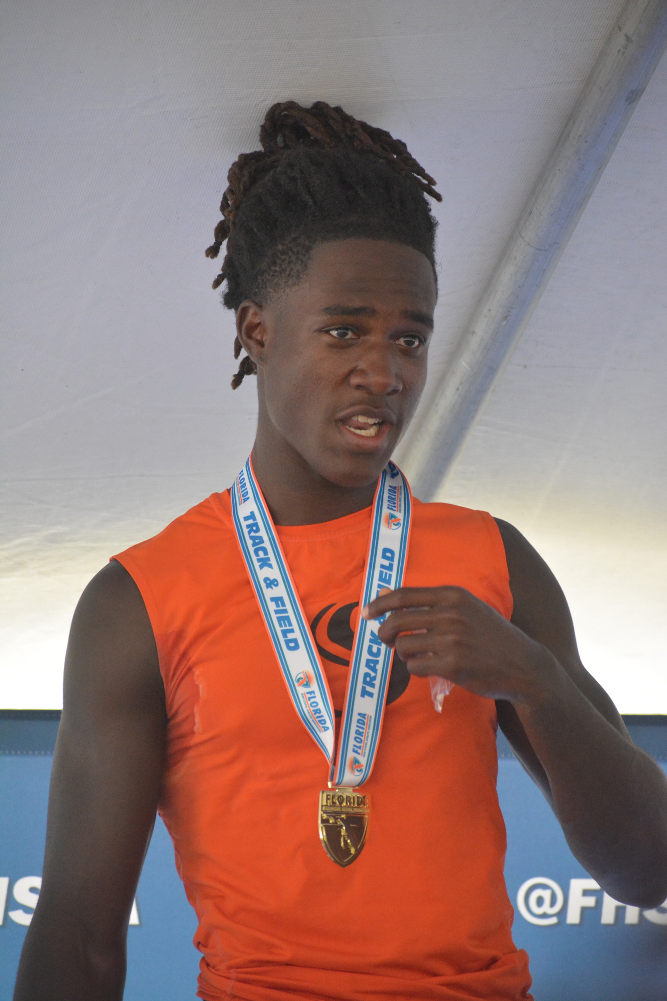 2. Sarasota High senior Robbie Peterson won the triple jump gold medal at the track and field championships.