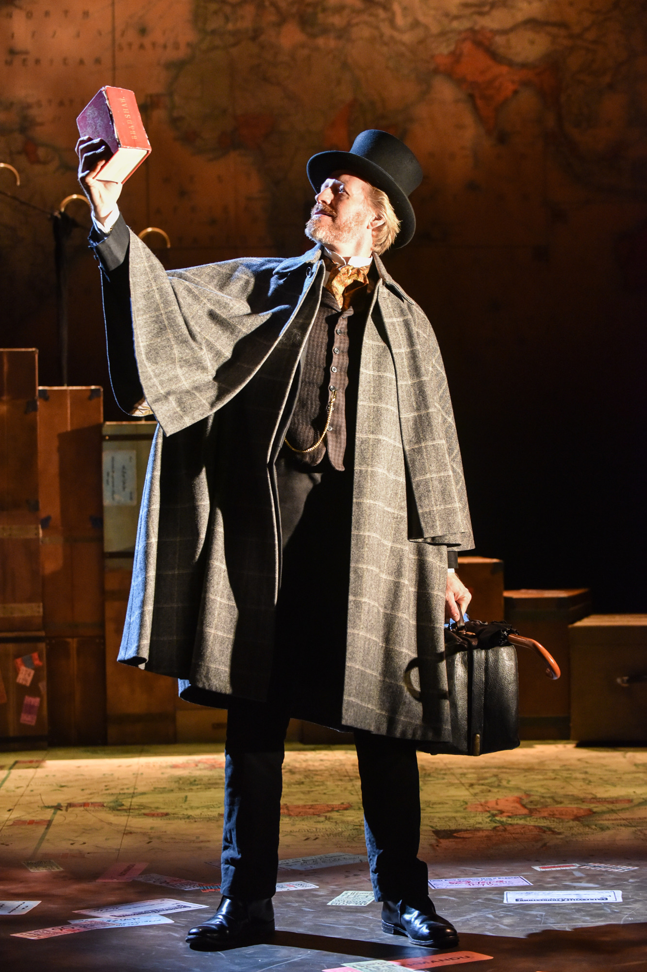 Andrew Pollard plays Phileas Fogg, a wealthy man who has wagered his whole fortune on a bet that he can cross the world in 80 days. Photo by Andrew Billington