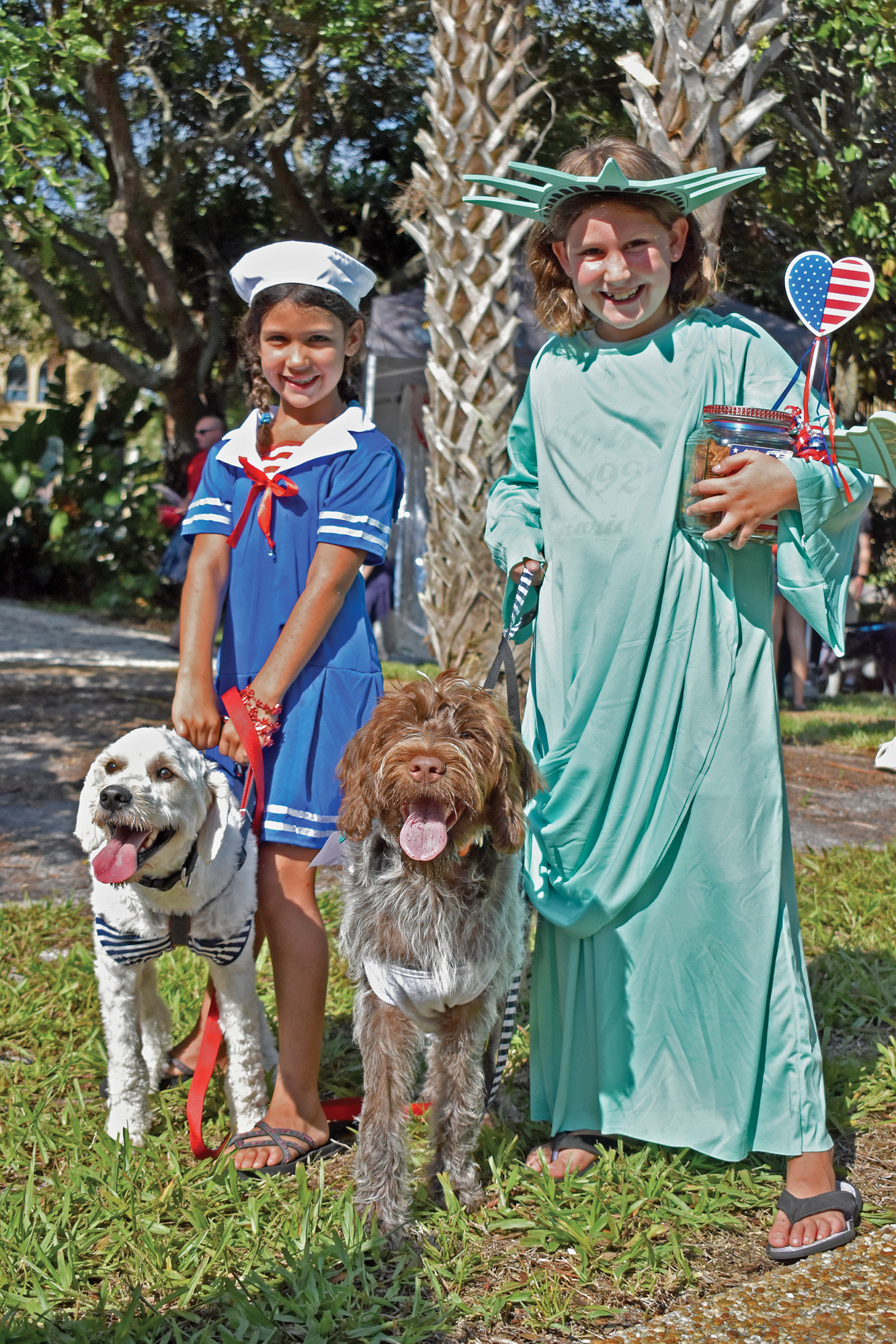 Lilly and Grace Gerling won “Most Patriotic” in the Hot Diggity Dog Contest with their dogs Sailor and Davy Jones.