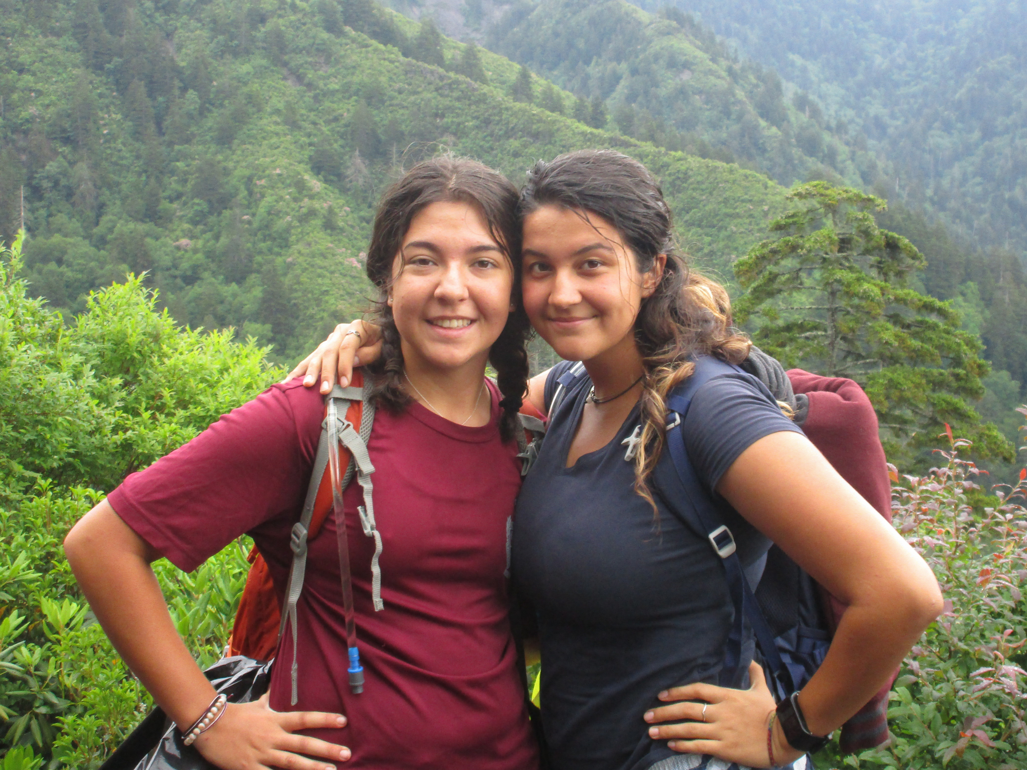 Sisters Valentina and Marina Herrera take a family picture on Mt. Leconte.  Courtesy photo.