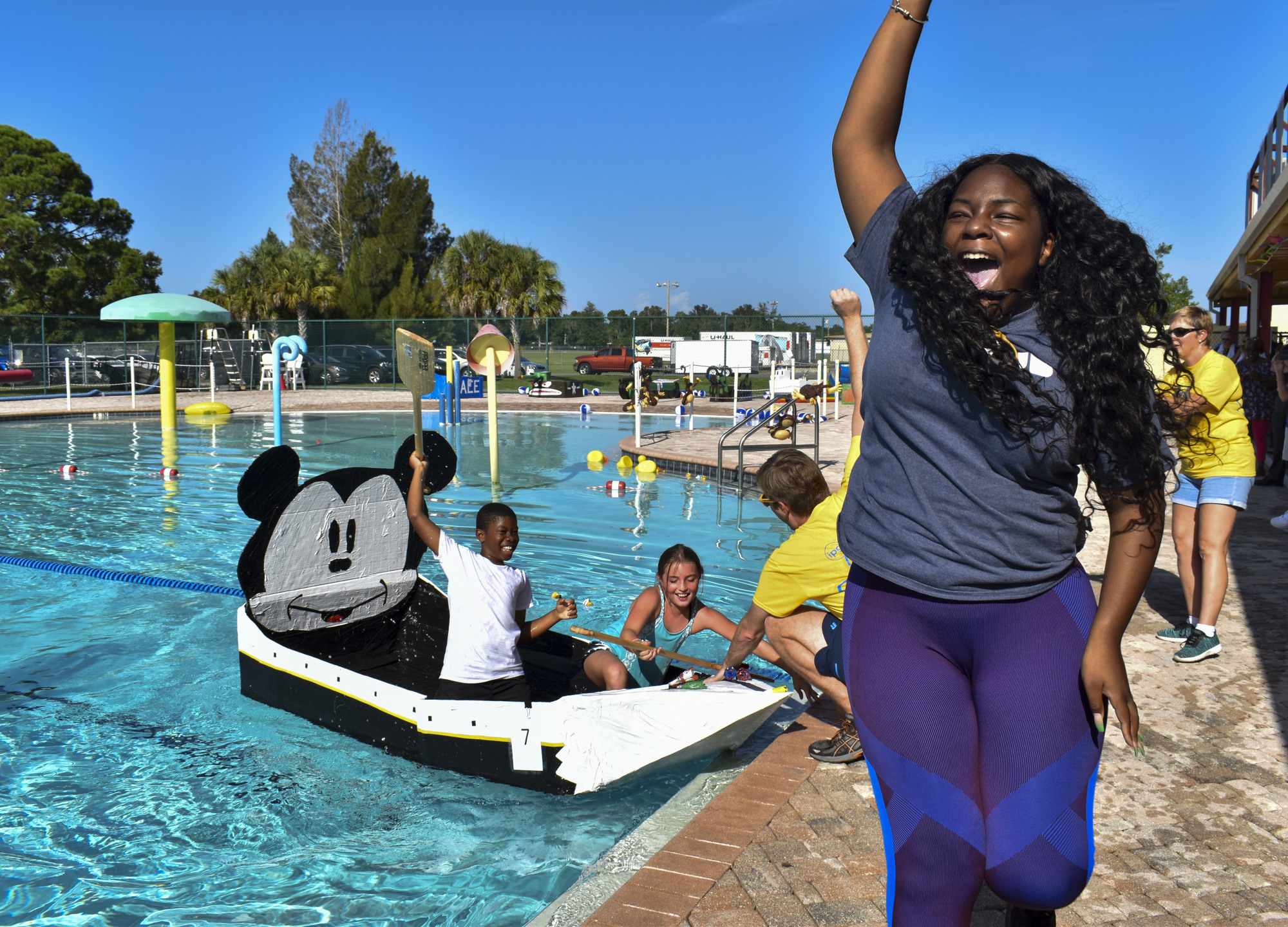 Serenity Peterson celebrates as the Disney Cruise wins.