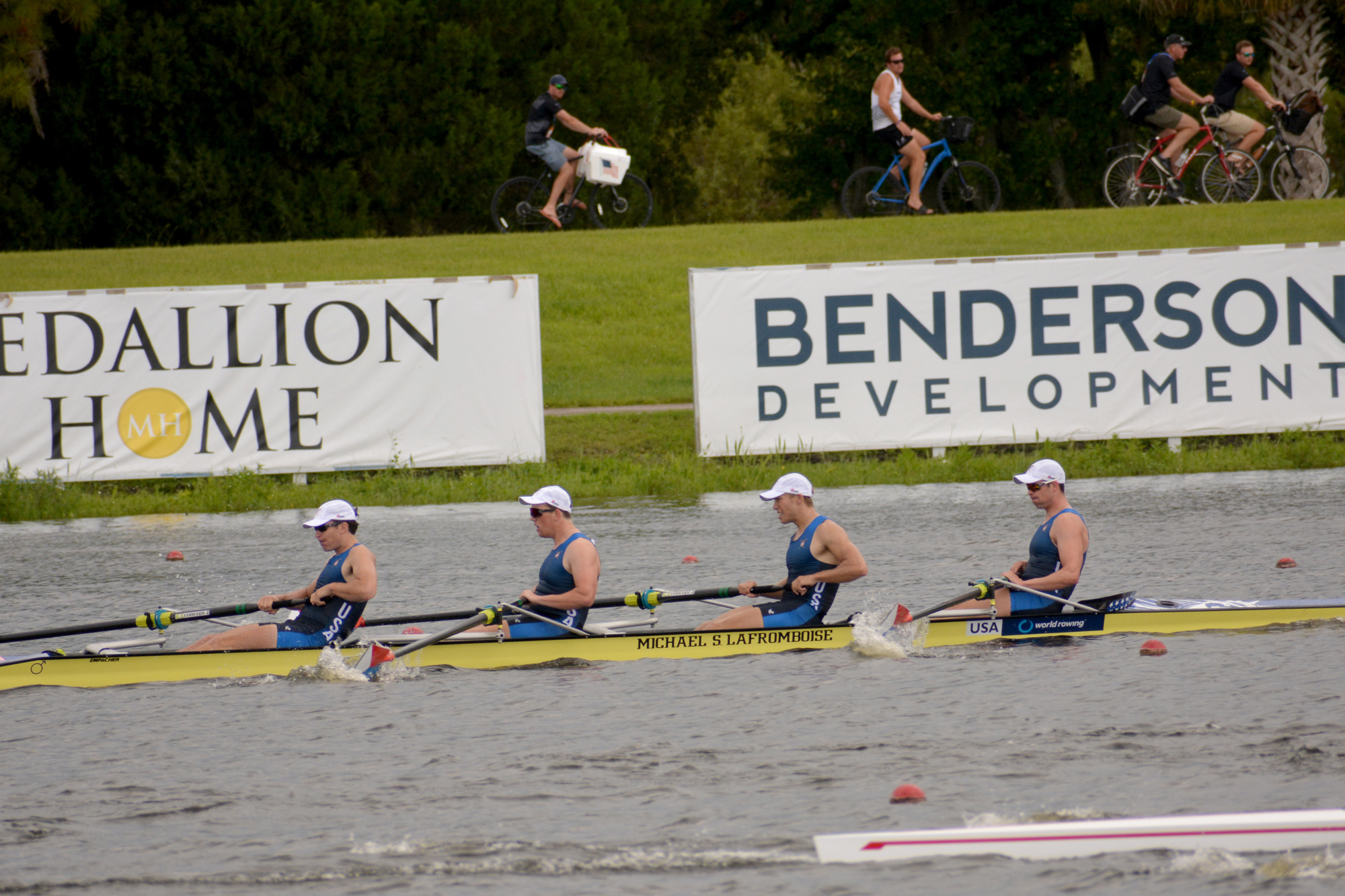 The USA's Thomas Beck, David Bridges, George Esau and Liam Corrigan finshed fifth in their heat of the men's four at the 2019 World Rowing U23 Championships. They are headed to repechage on Thursday.