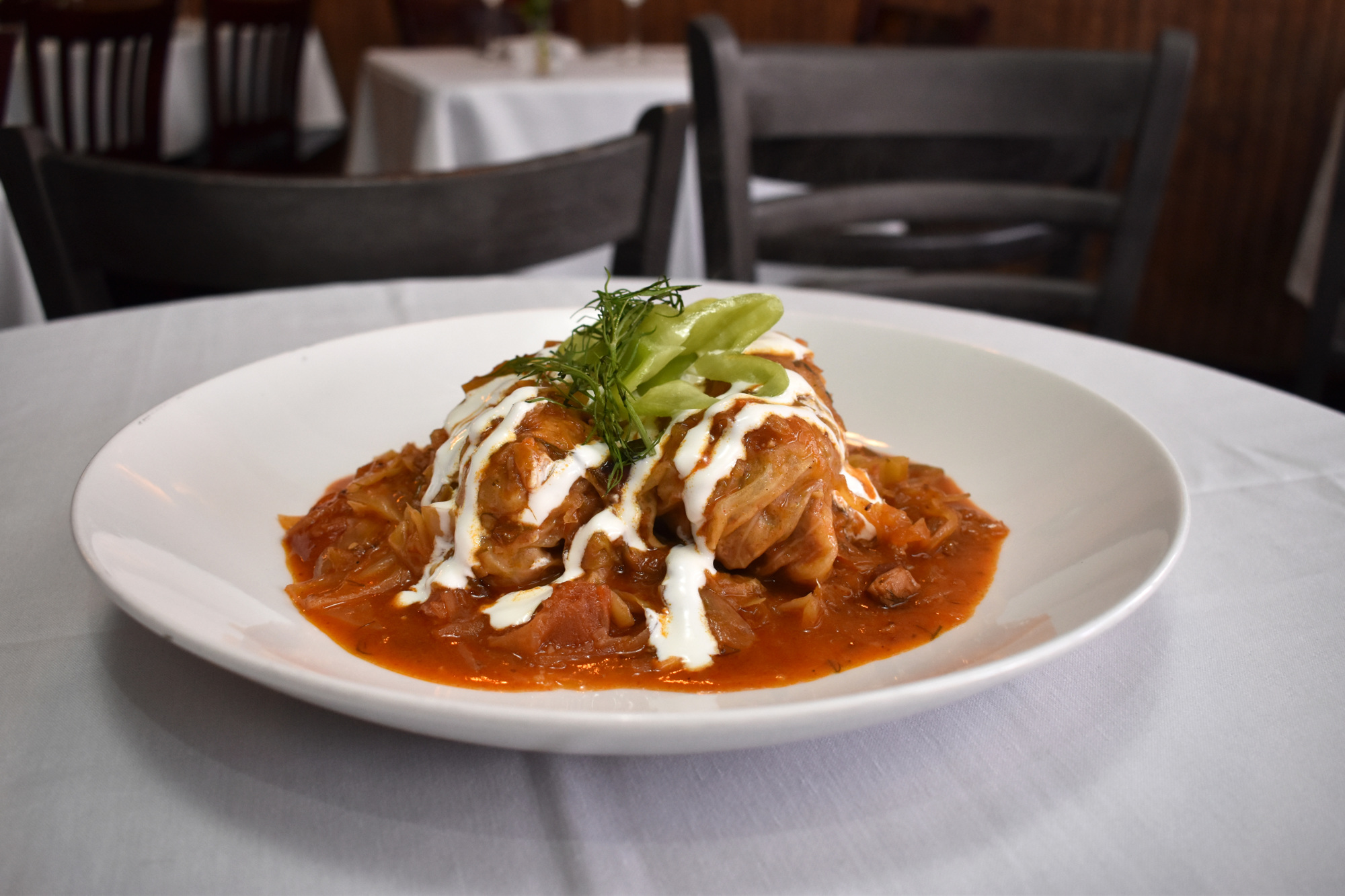 Other than the stuffed cabbage, entree options include tenderloin steak, grilled salmon, fish paprikash and stuffed chicken. Photo by Niki Kottmann