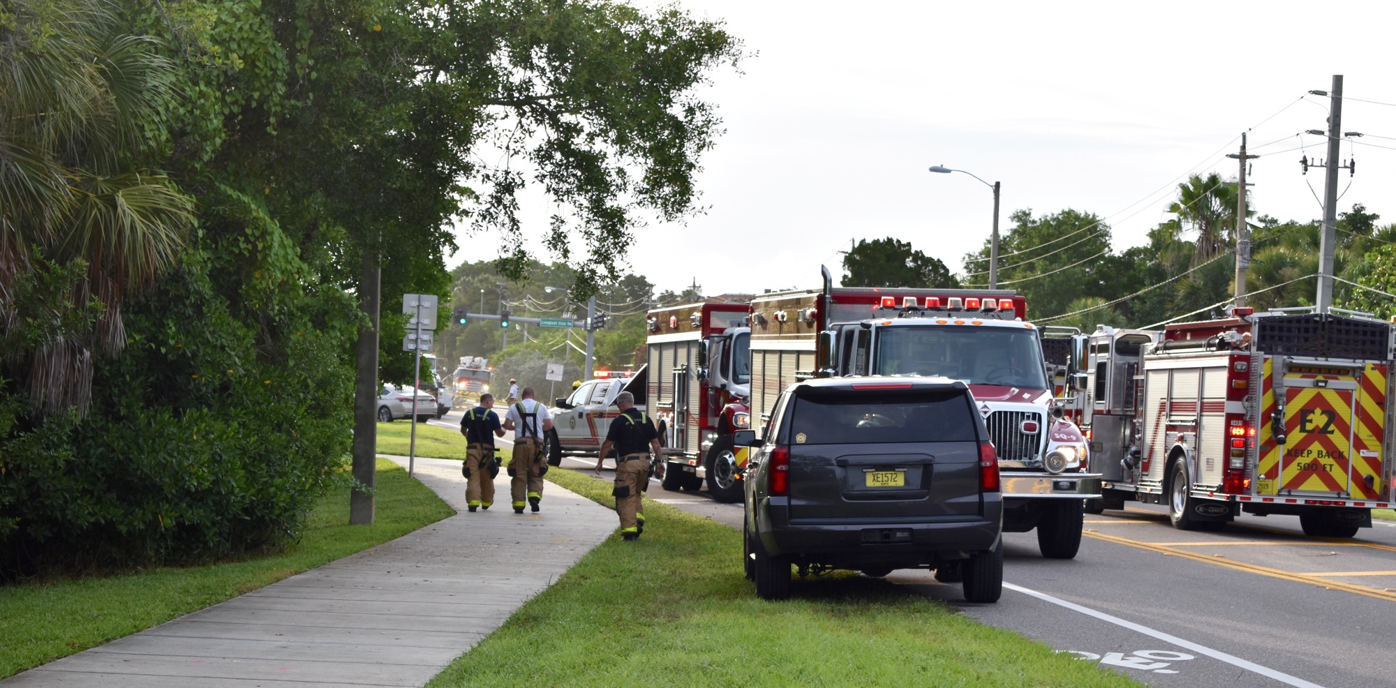 Emergency services respond to the scene of Longboat’s latest gas line break. 