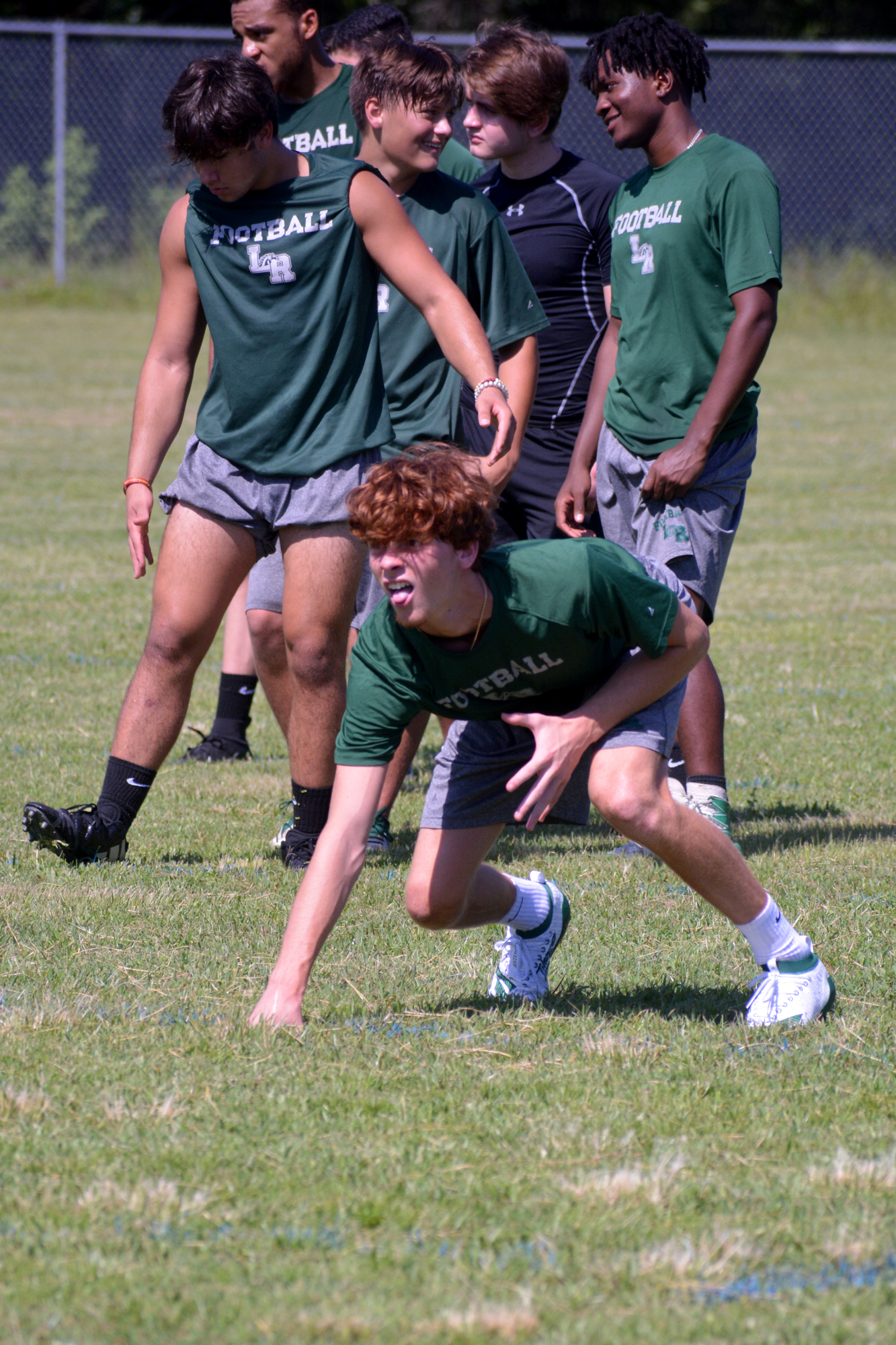 Lakewood Ranch rising senior wideout Michael Cucci gets in a three-point stance at practice.