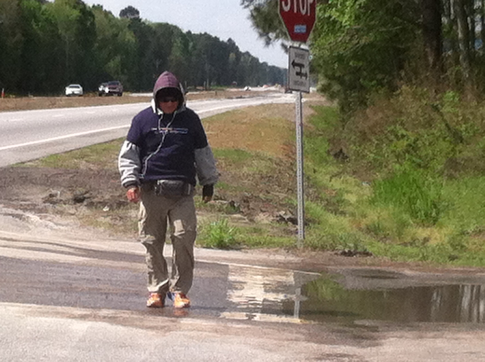 Richard Albero walked regardless of the weather. Courtesy photo. He walked six days and rested on the seventh.