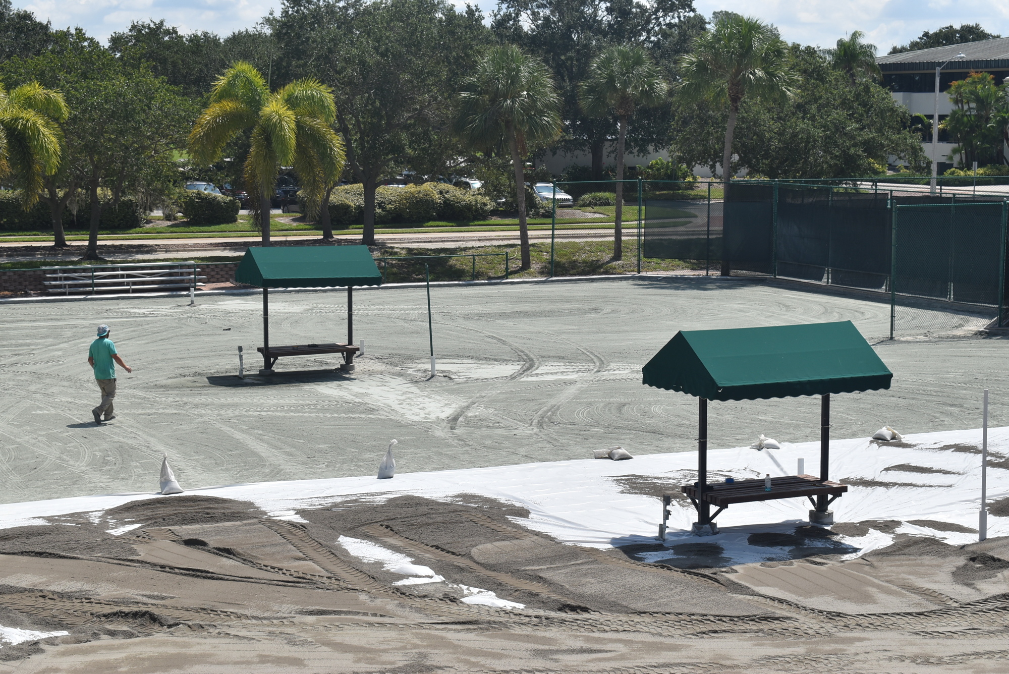 Some of the tennis center courts are looking a bit different at the moment. Photo taken Aug. 29, 2019.
