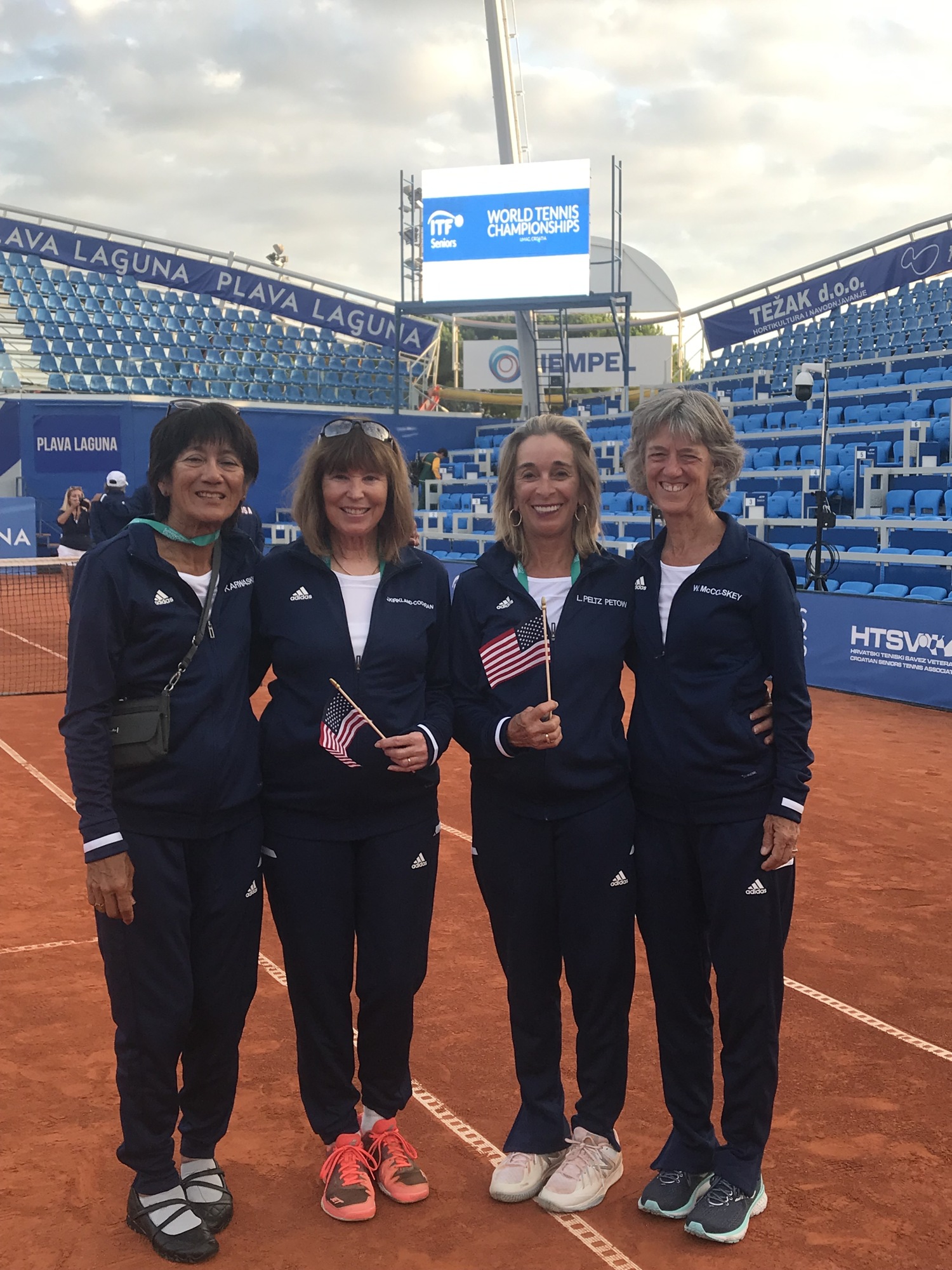 Tina Karwasky, Jan Kirkland-Cochran, Lilian Peltz-Petow and Wendy McColskey won gold medals for Team USA tennis.