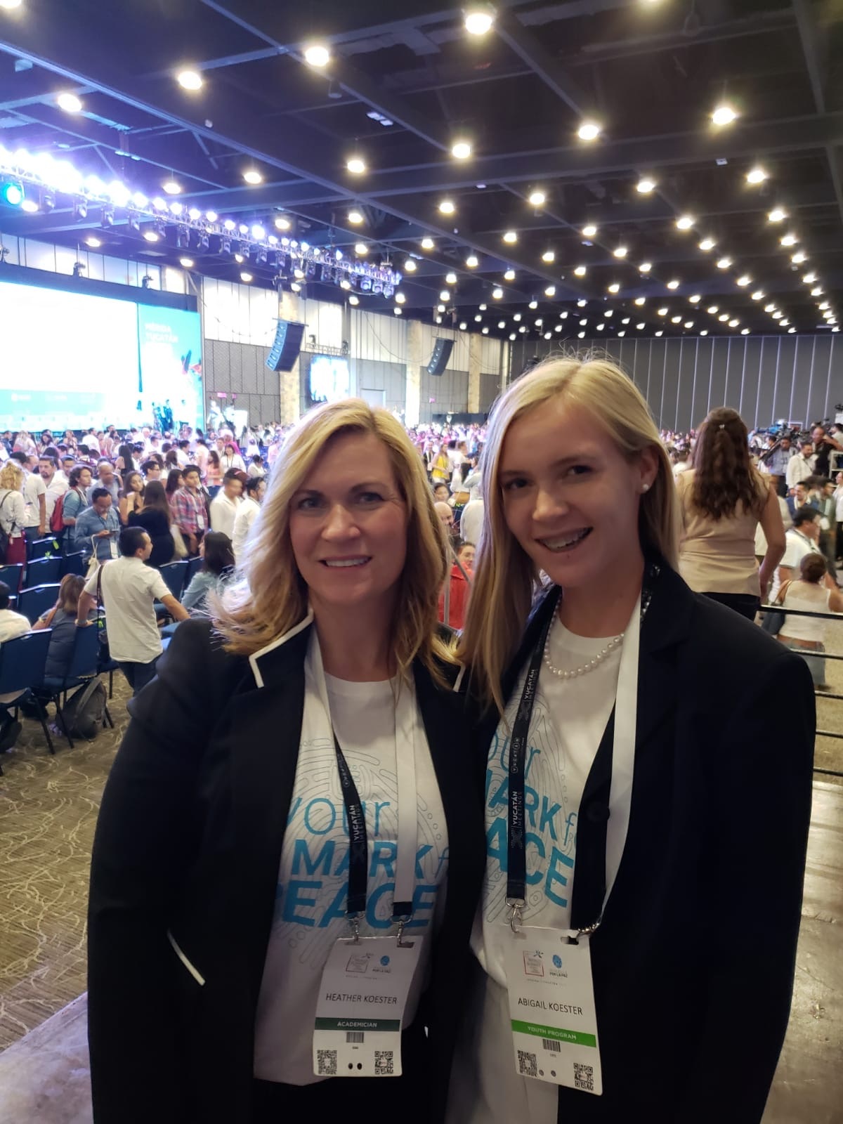 Heather and Abigail Koester at the World Summit of Nobel Peace Laureates.